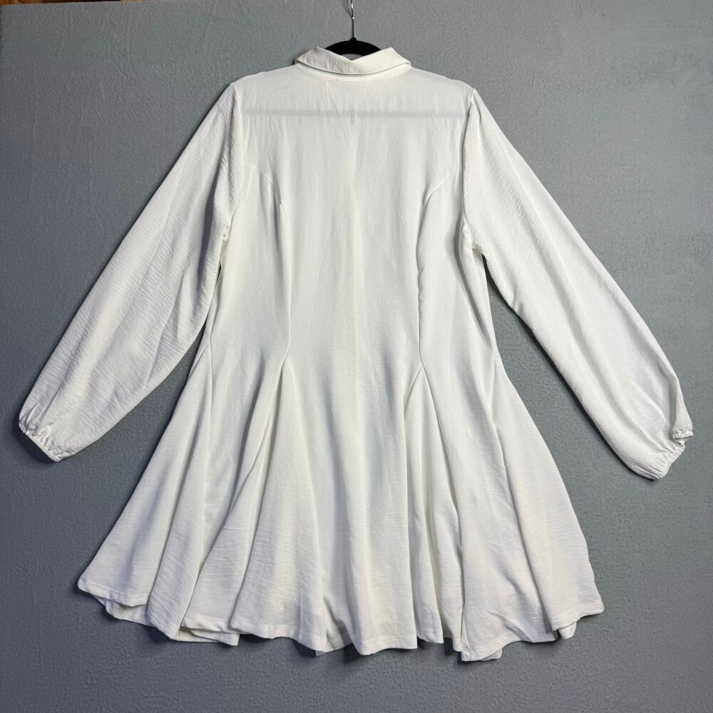 Hint of Blush White Shirt Dress Women's Fit Flare Button Down Tunic Mini - Sz XL - Picture 6 of 9